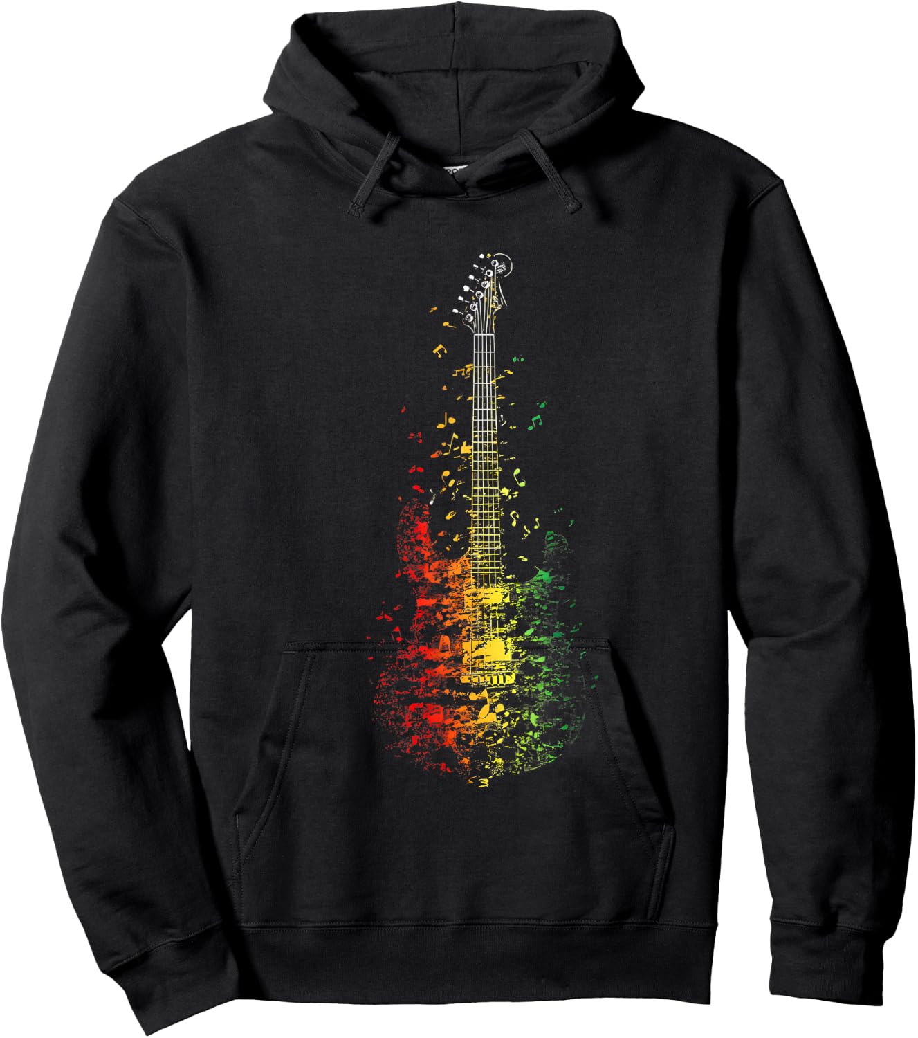 Reggae Music Guitar Rastafarian Roots Jamaican Rasta Hoodie - Hoodie | Black