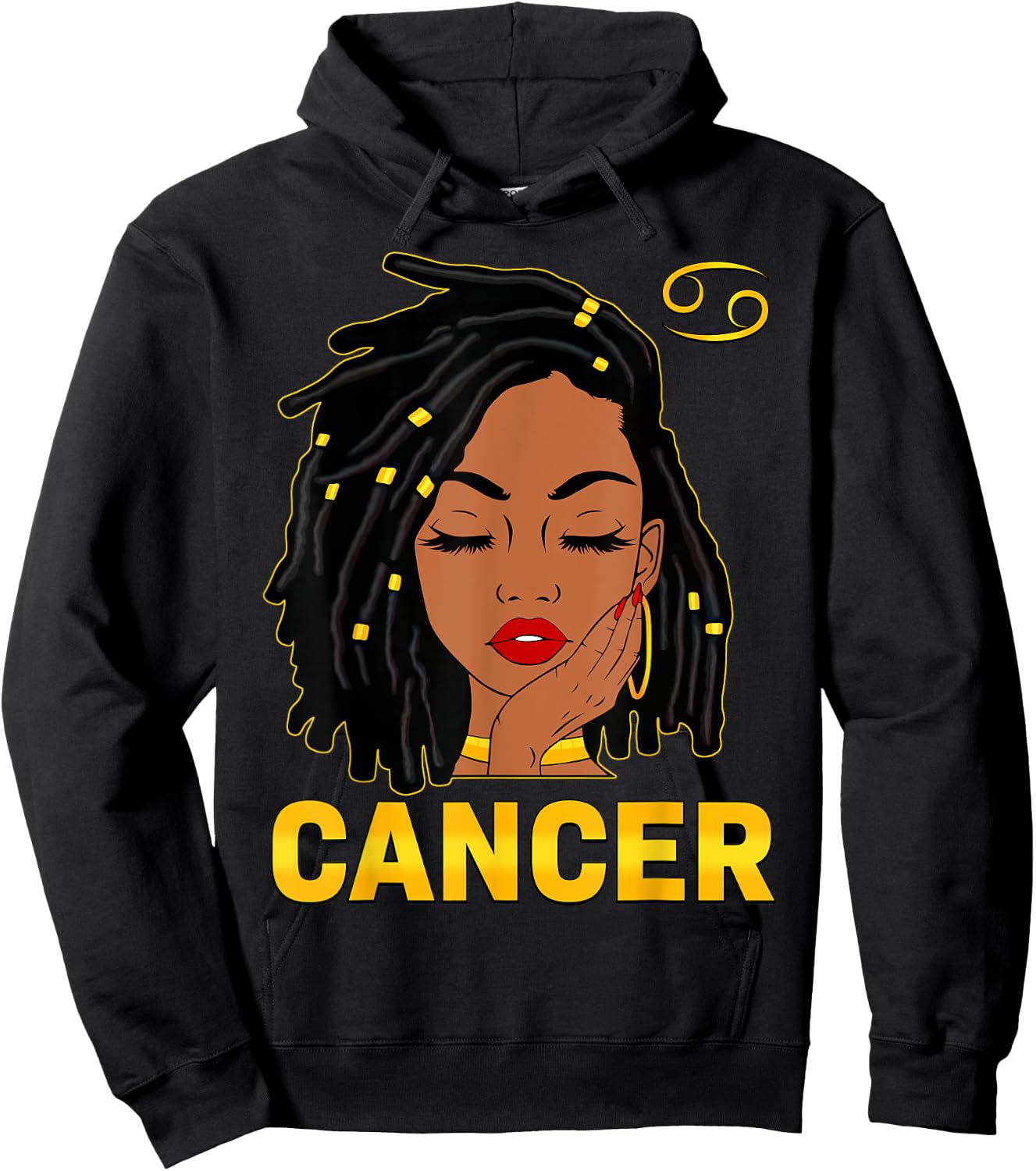 Cancer Queen Loc'd Hair Black Woman Zodiac Sign Birthday Hoodie - Hoodie | Black
