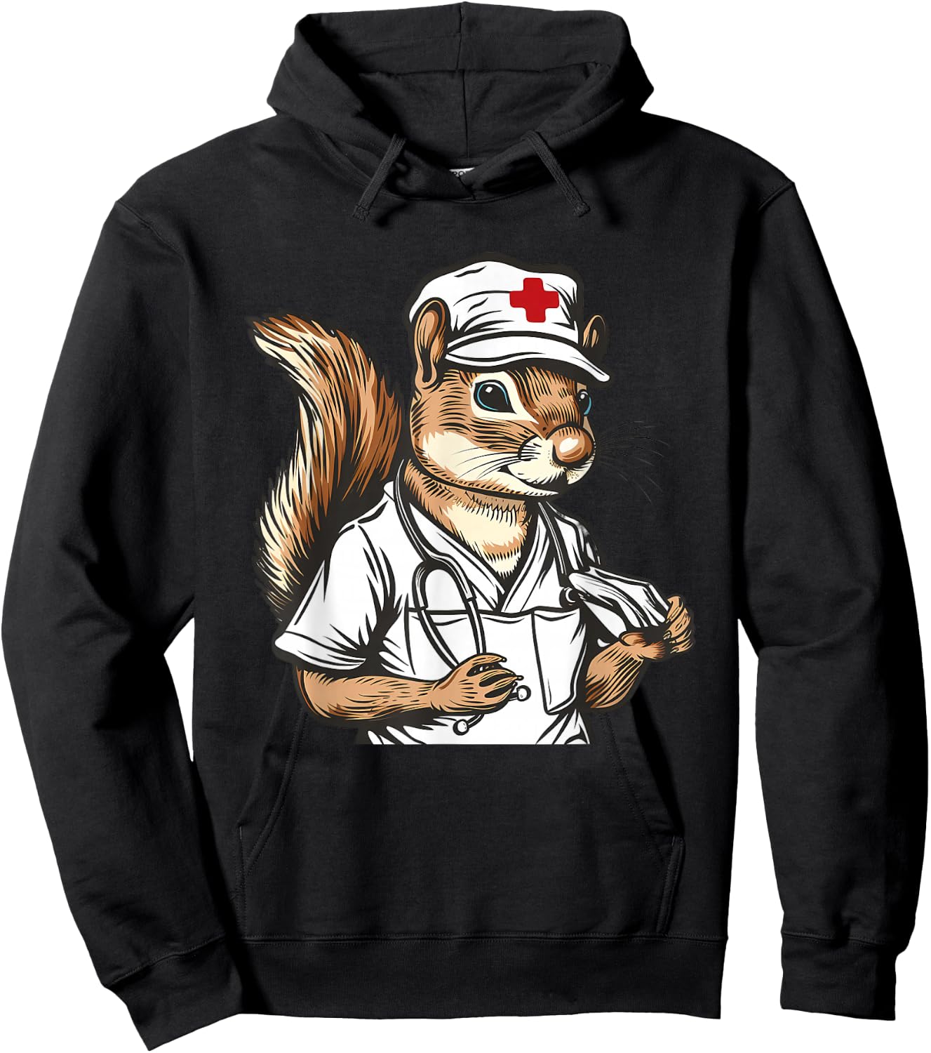 Squirrel Doctor Stethoscope Squirrel Nurse Medical Squirrel Hoodie - Hoodie | Black