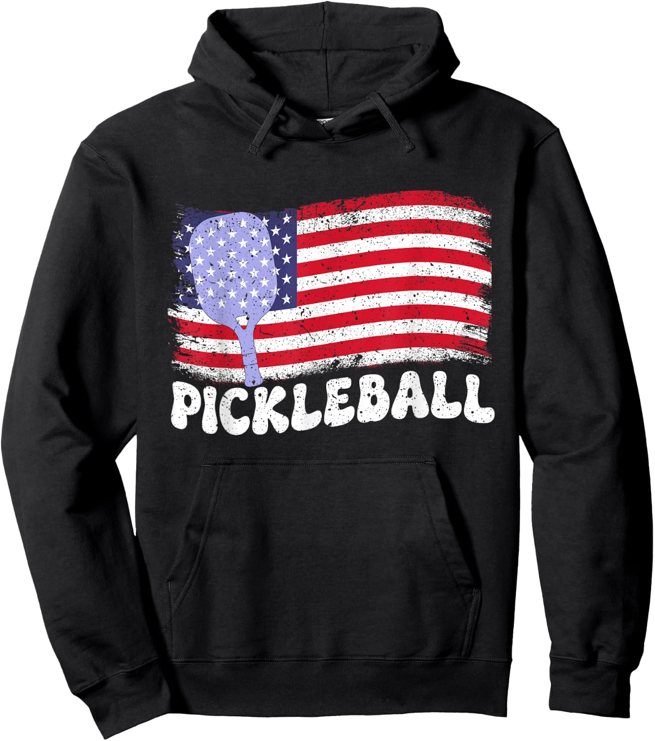 Patriotic American Pickleball USA Flag 4th Of July Men Hoodie - Hoodie | Black