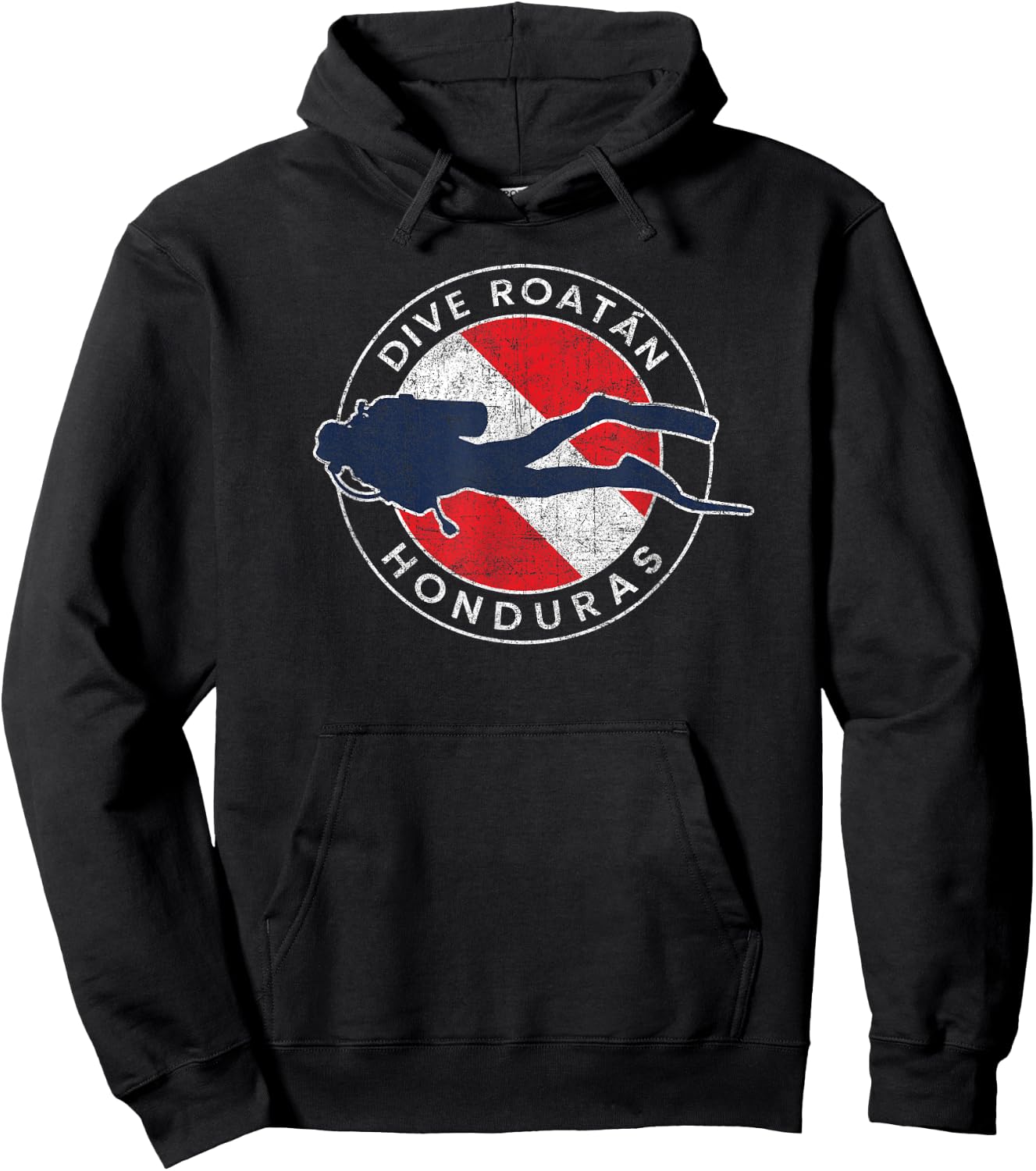Retro Roatan Honduras Scuba Dive Vintage Dive Flag Diving Hoodie - Hoodie | Black