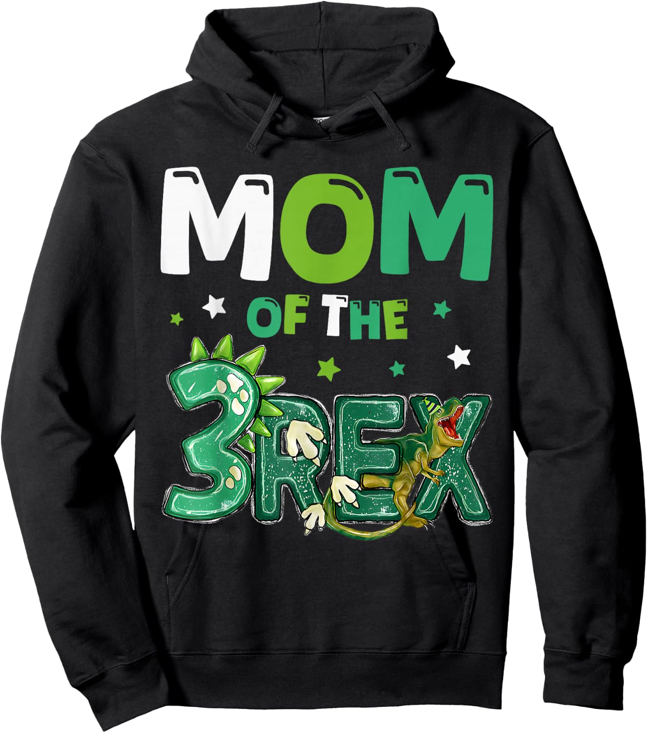 Mom of The Three Rex Birthday Dinosaur Family Matching Hoodie - Hoodie | Black