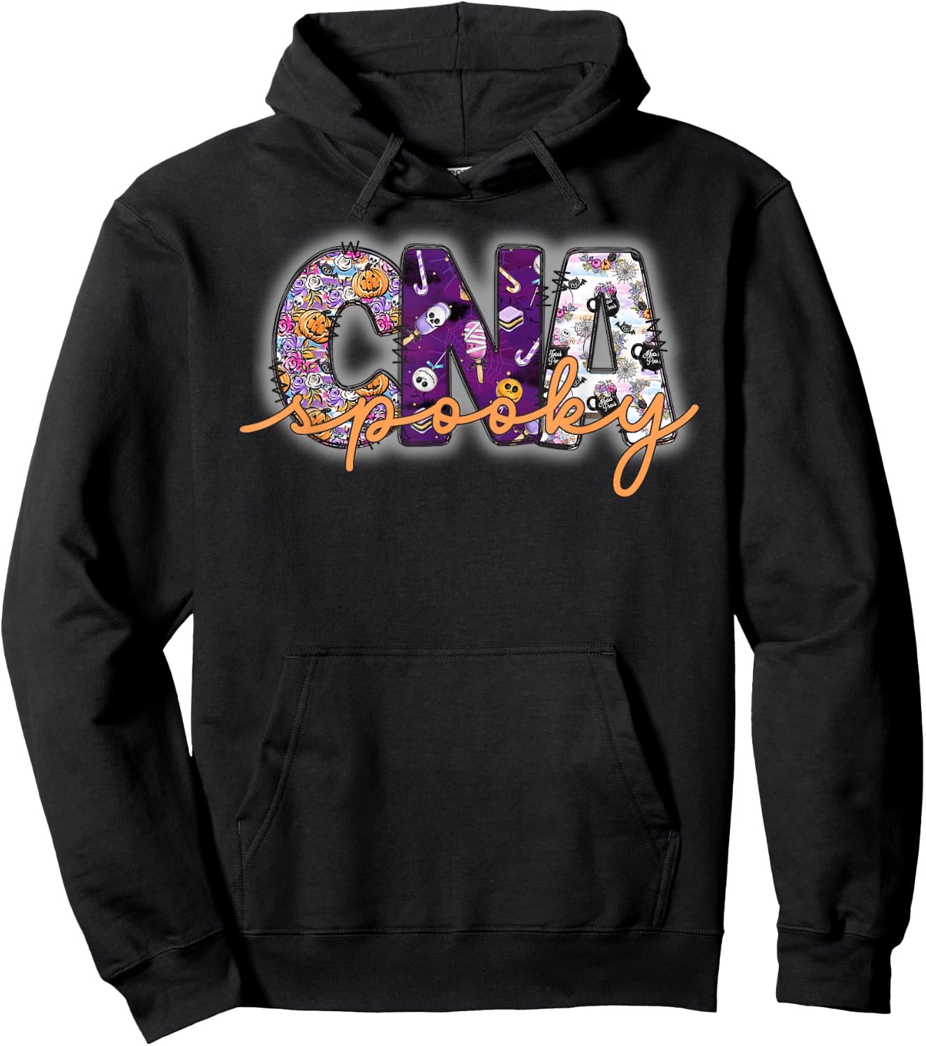 Spooky CNA, Cute Halloween Certified Nursing Assistant Hoodie - Hoodie | Black
