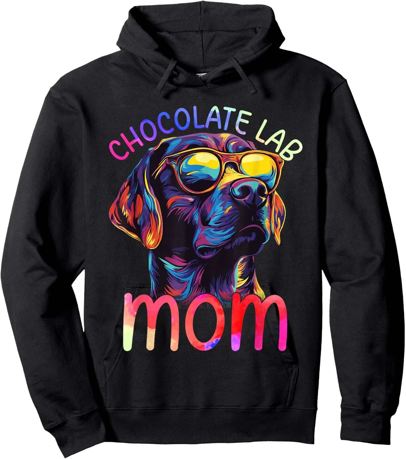 Chocolate Labrador Mom Colorful Pop Art Chocolate Lab Hoodie - Hoodie | Black