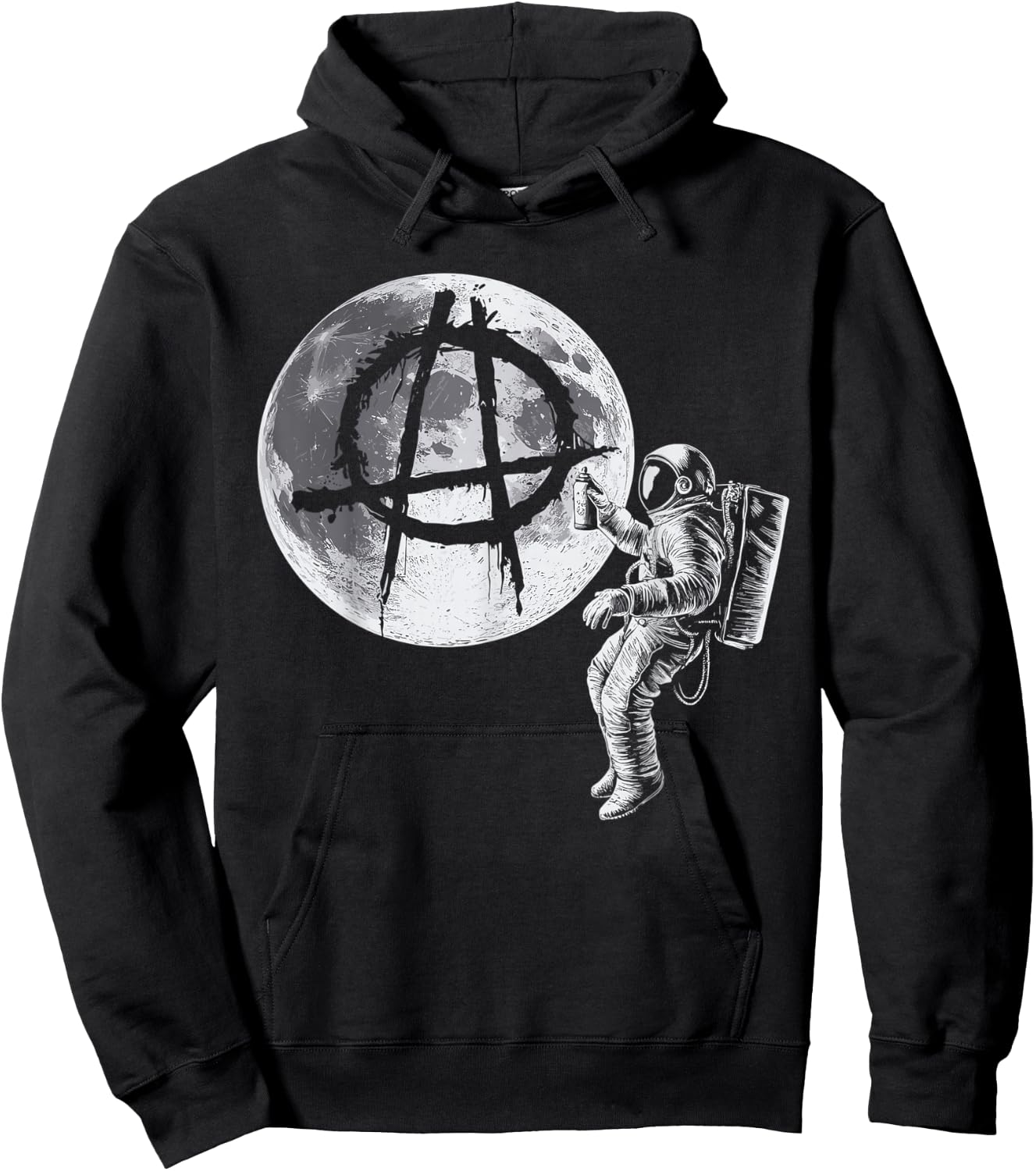 Anarchy Symbol on the Moon by Graffiti Astronaut Hoodie - Hoodie | Black