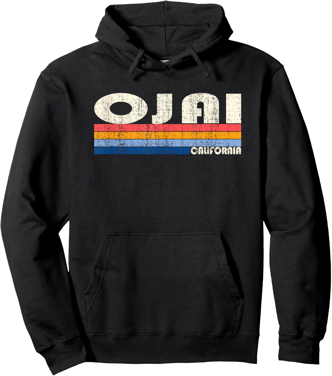 Vintage Retro 70s 80s Style Hometown of Ojai, CA Hoodie - Hoodie | Black