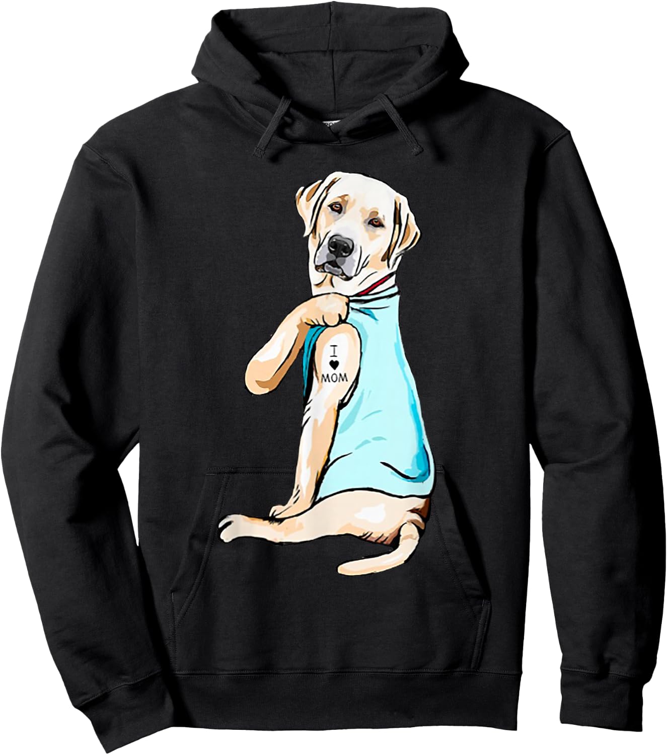I Love Mom Funny Labrador Tattooed Hoodie - Hoodie | Black
