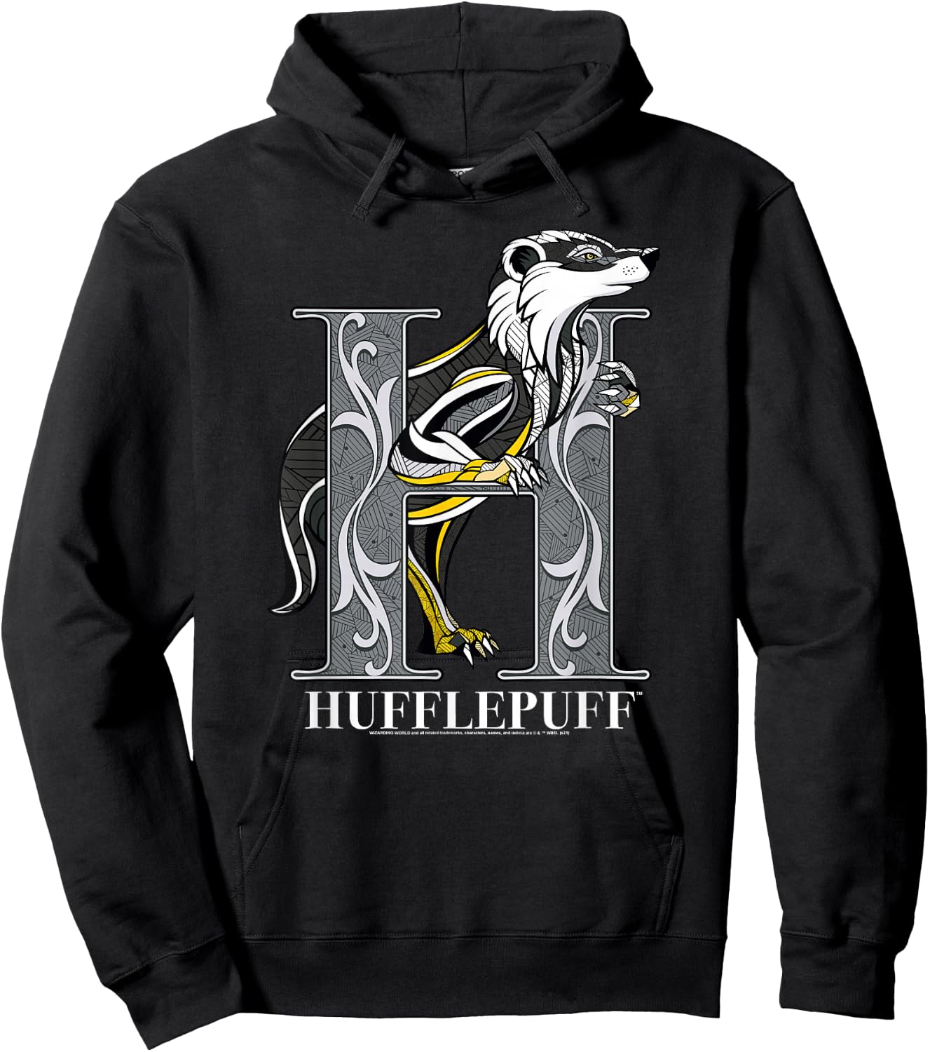 Harry Potter Mosaic Hufflepuff with Badger Small Hoodie - Hoodie | Black