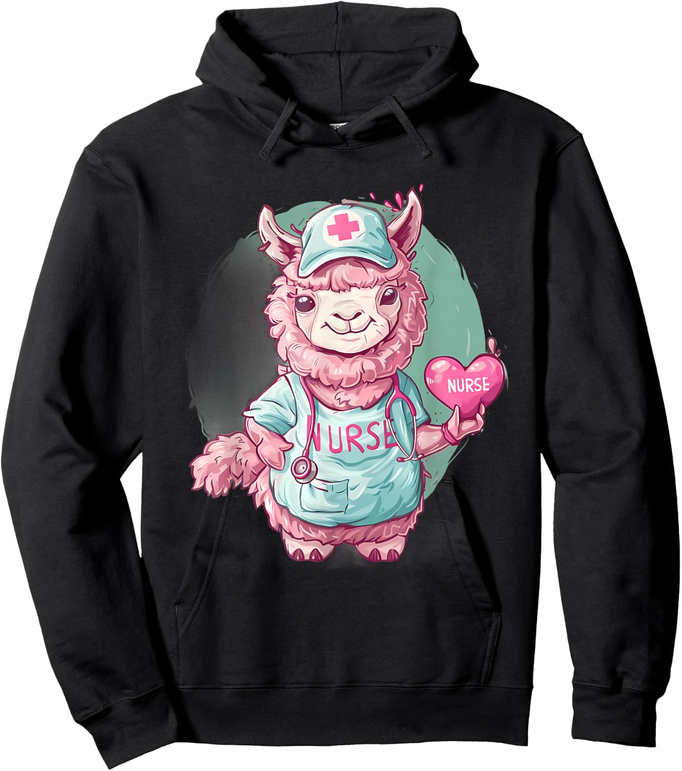 Alpaca Nurse Healthcare Nursing Stethoscope Doctor Alpaca Hoodie - Hoodie | Black