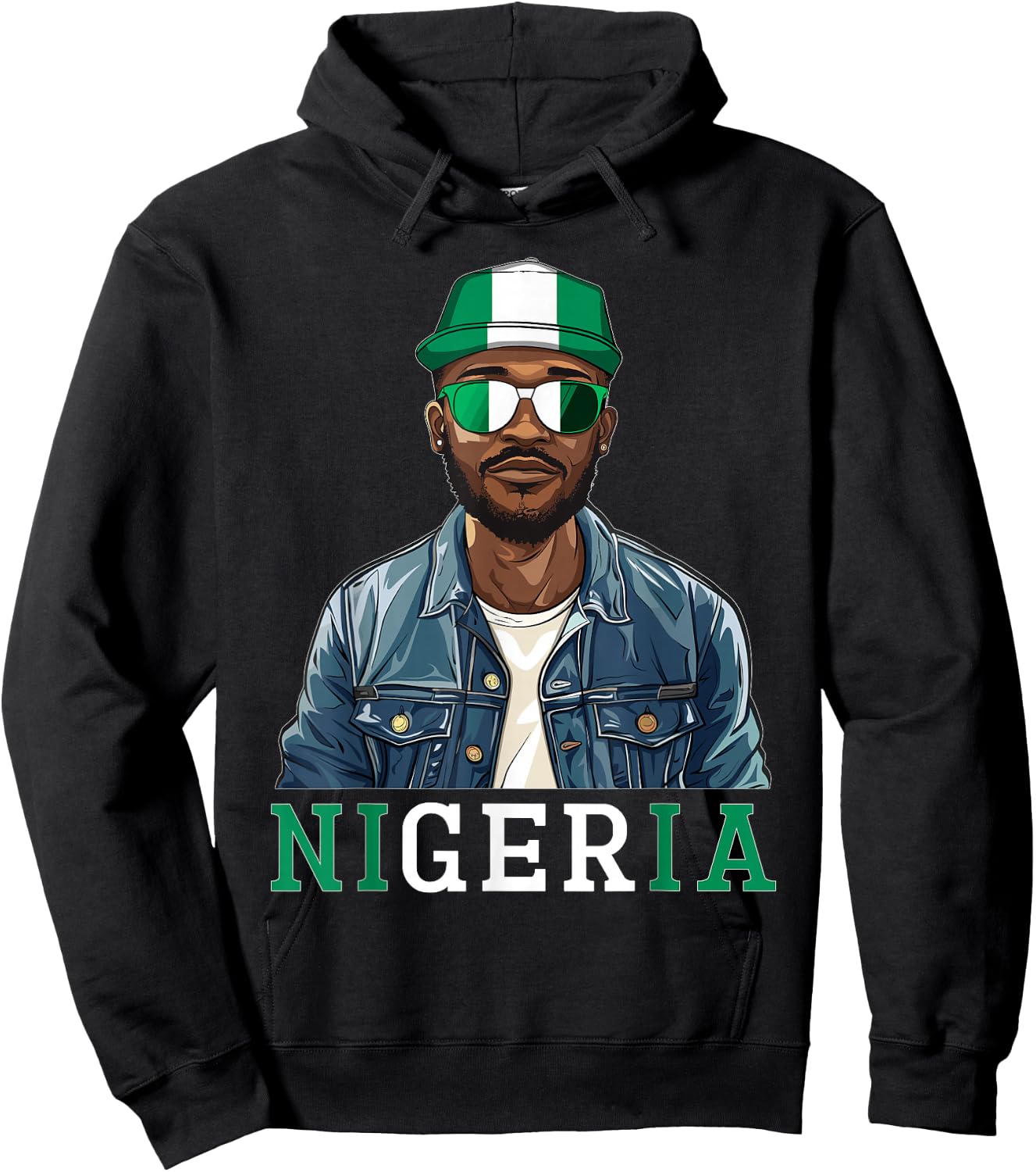 Nigeria Flag Outfit for Man Souvenirs Coountry Nigerian Hoodie - Hoodie | Black