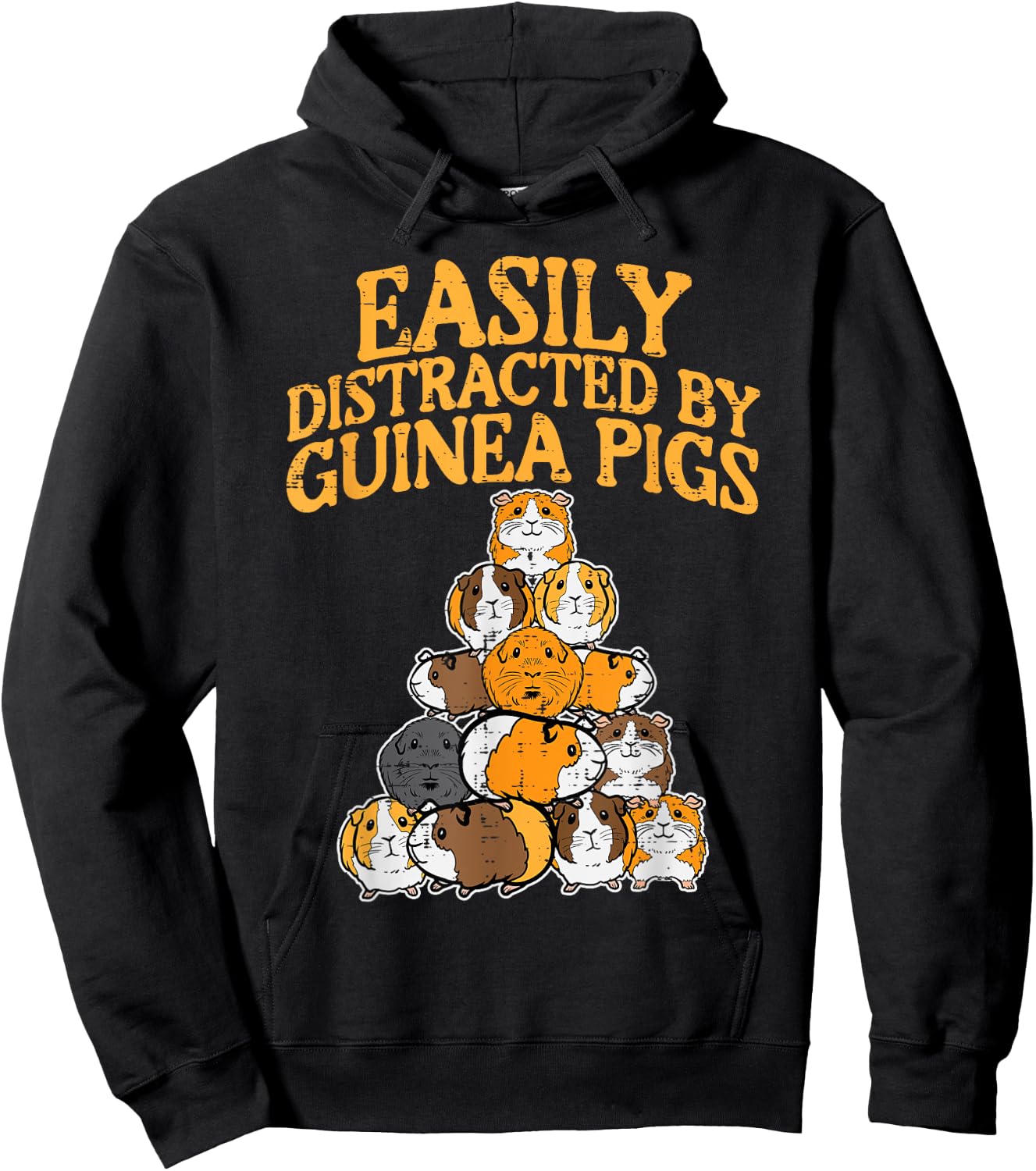 Easily Distracted By Guinea Pigs Funny Cavy Men Women Kids Hoodie - Hoodie | Black