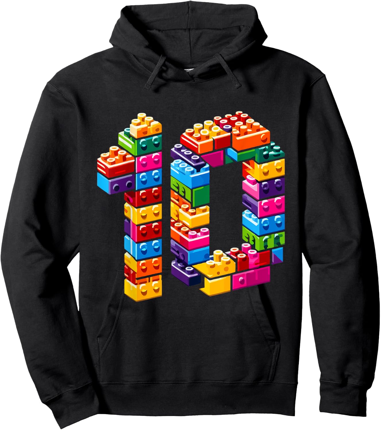 10 Year Old Blocks Building Master Builder 10th Birthday Boy Hoodie - Hoodie | Black