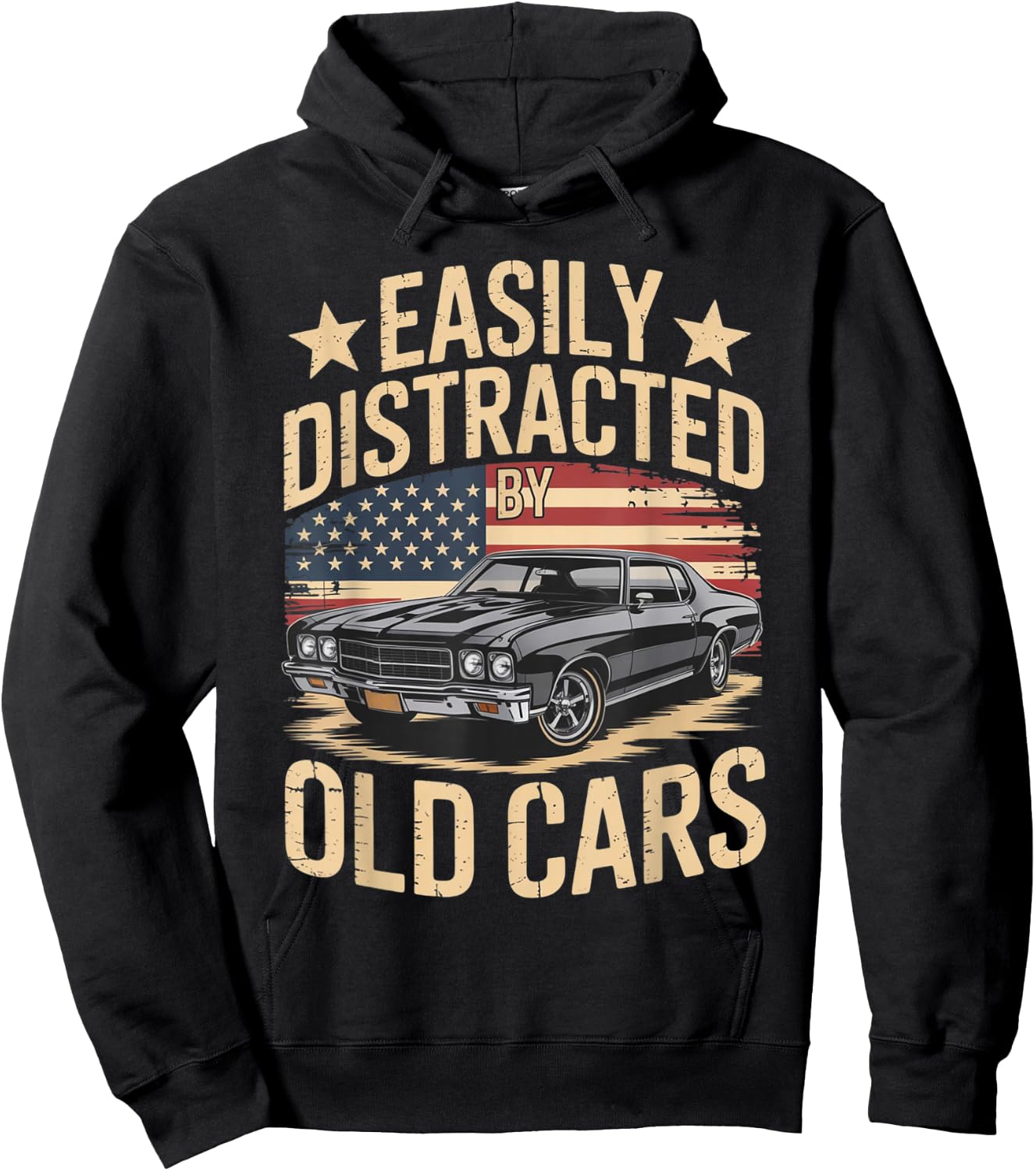 Retro Car Lover Easily Distracted by Old Cars Classic Fans Hoodie - Hoodie | Black