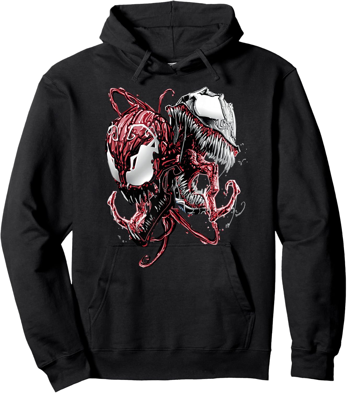 Marvel Comics Venom and Carnage Split Villain Portrait Hoodie - Hoodie | Black