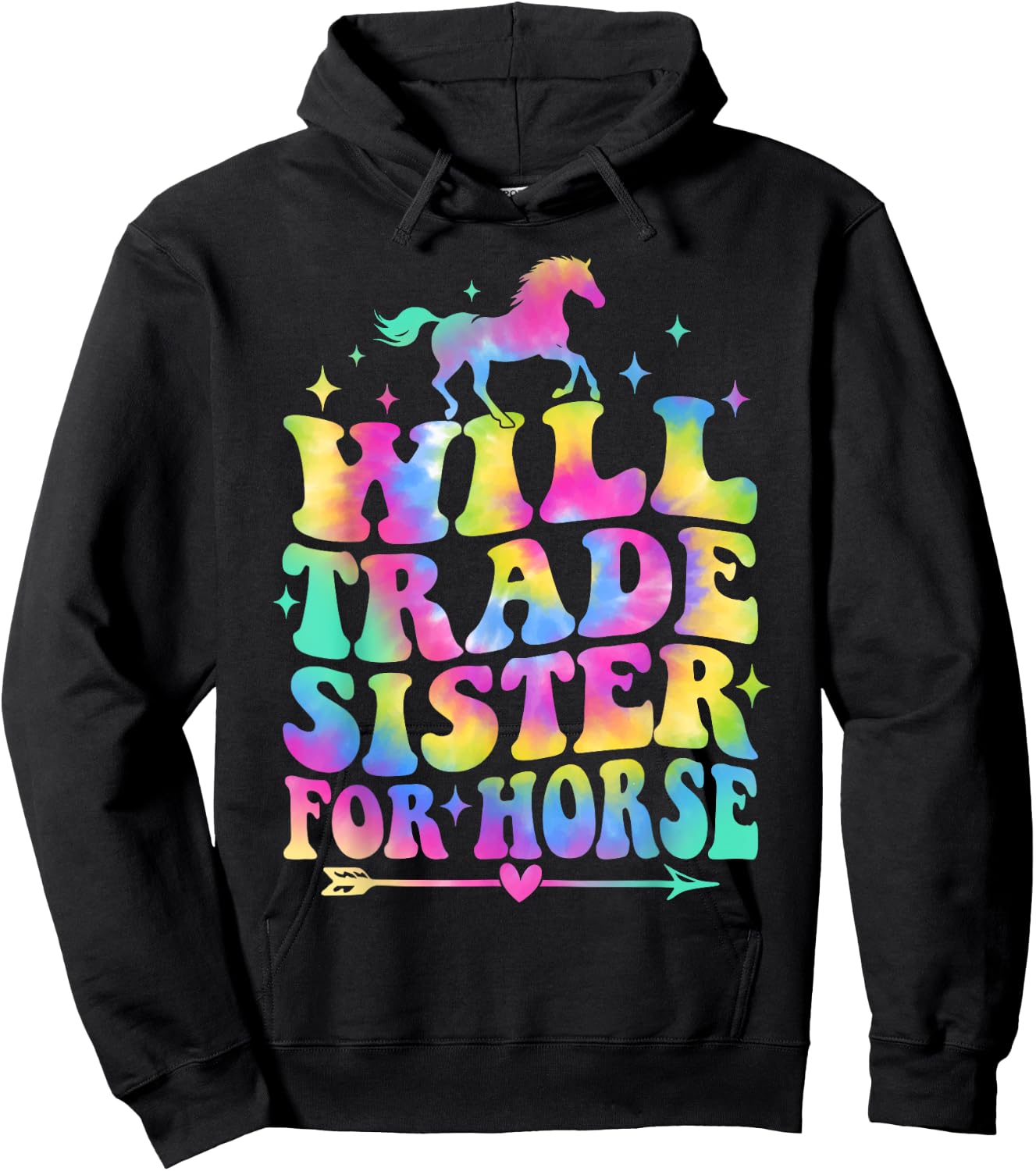 Will Trade Sister For Horse Groovy Equestrian Horse Lover Hoodie - Hoodie | Black