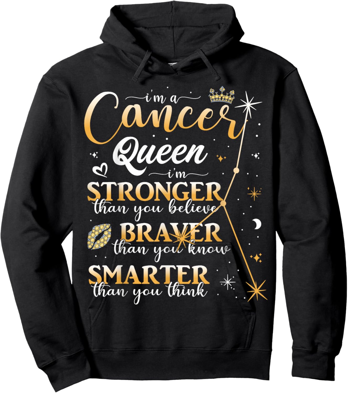 Cancer Zodiac Sign June July Birthday Women Girls Queen Hoodie - Hoodie | Black