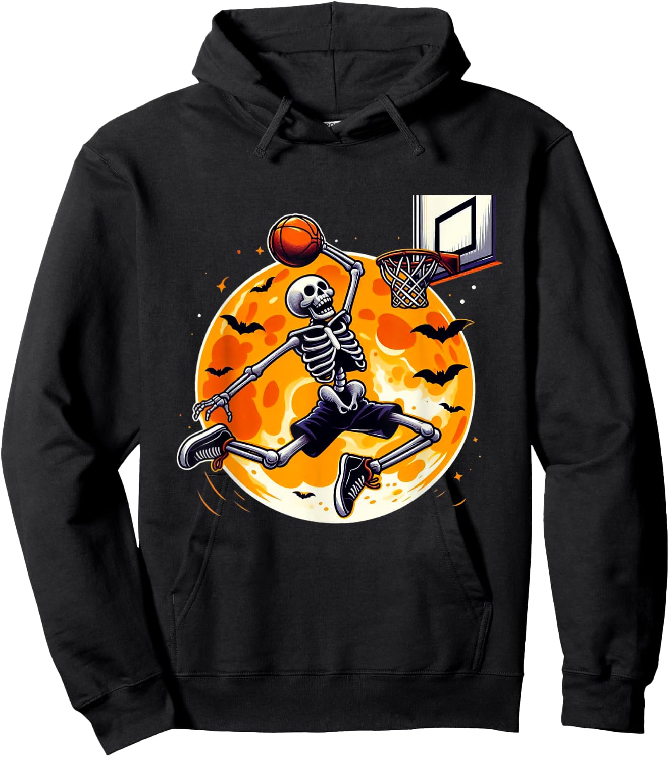 Basketball Skeleton Halloween Men Boys Basketball Halloween Hoodie - Hoodie | Black