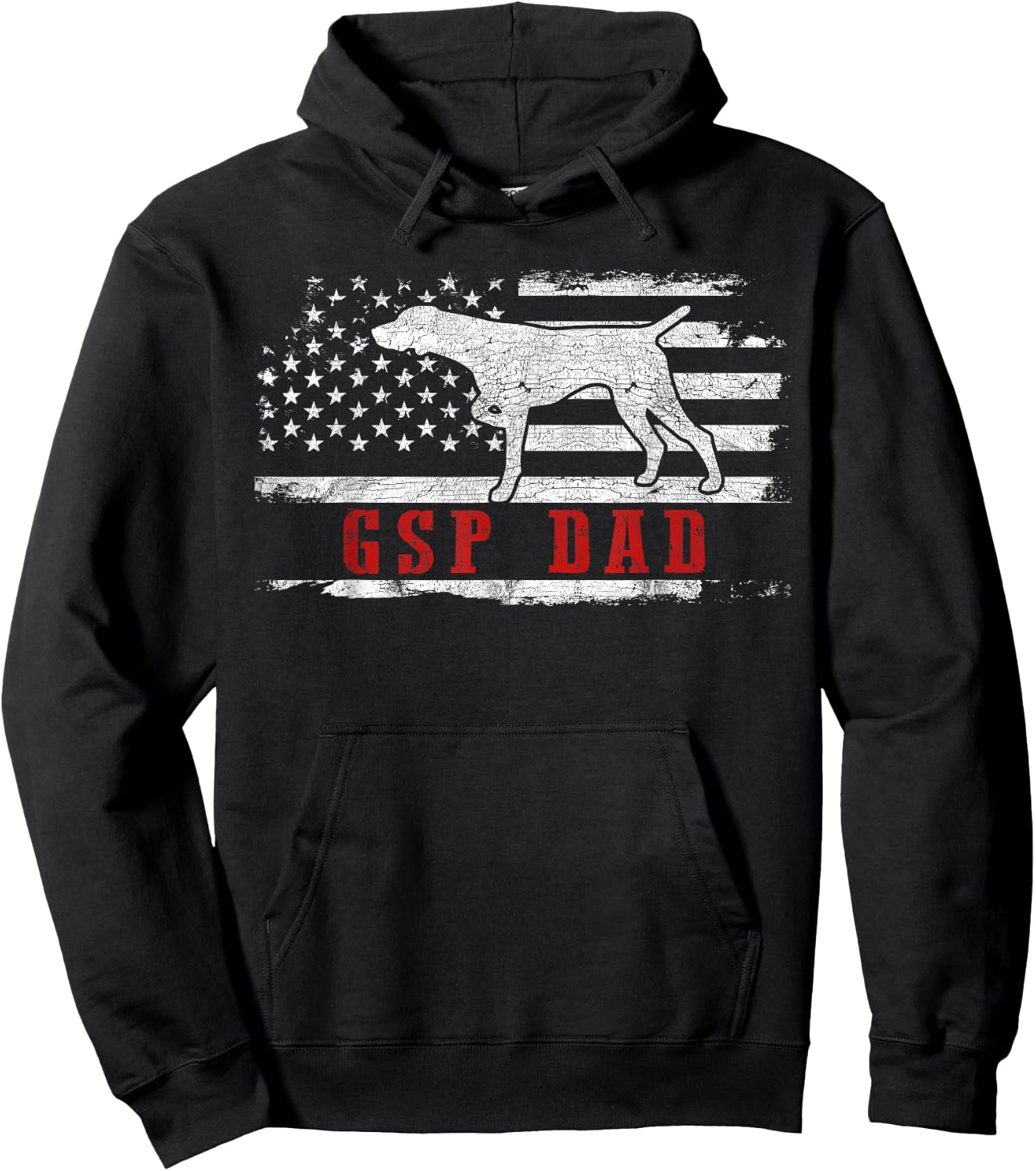 GSP Dad American Flag German Shorthaired Pointer Dog Hoodie - Hoodie | Black