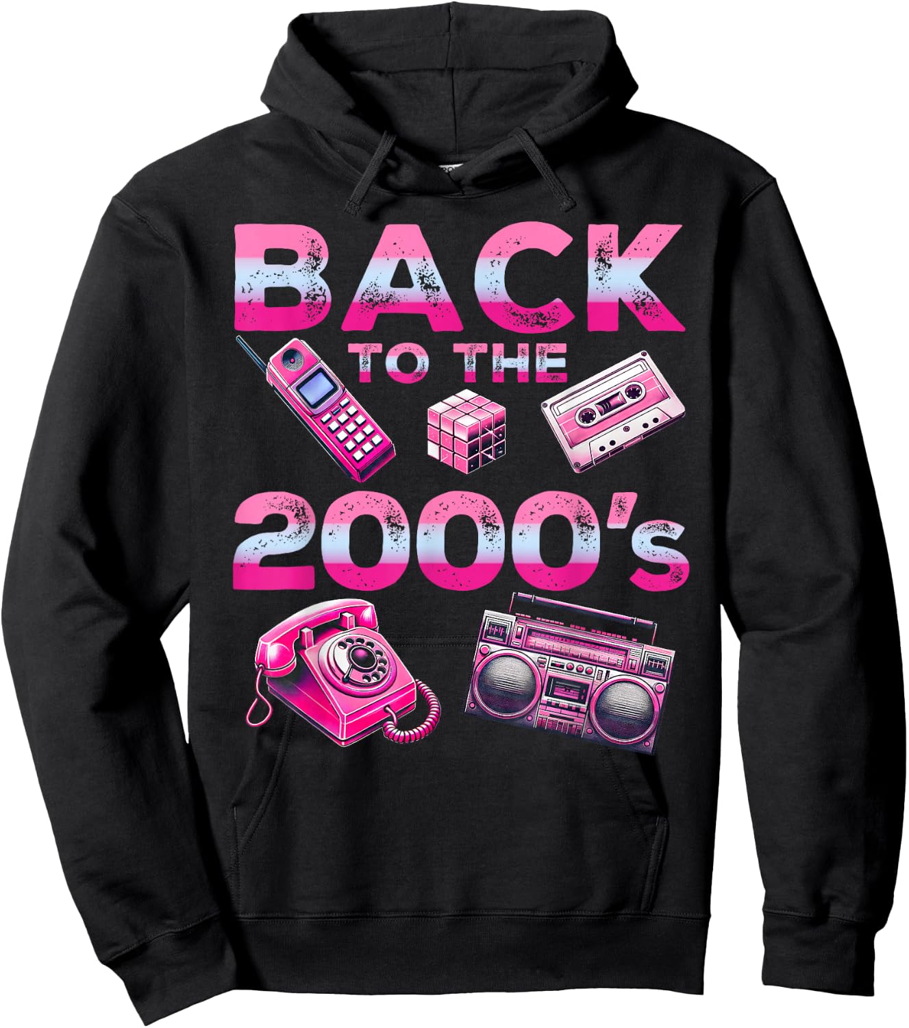 Back To 2000's 2000s Vintage Style 2000s Retro Party Hoodie - Hoodie | Black