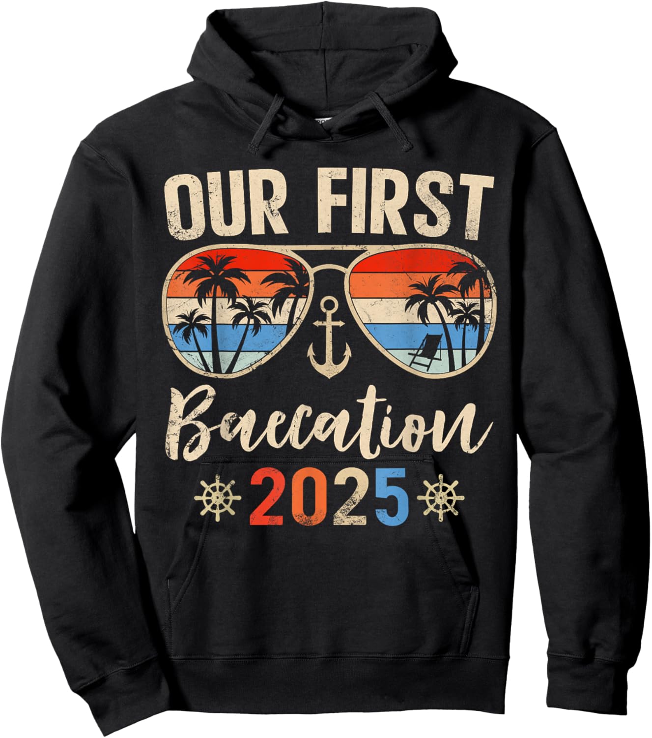 Our First Baecation 2025 Couples Cruise Vacation Matching Hoodie - Hoodie | Black