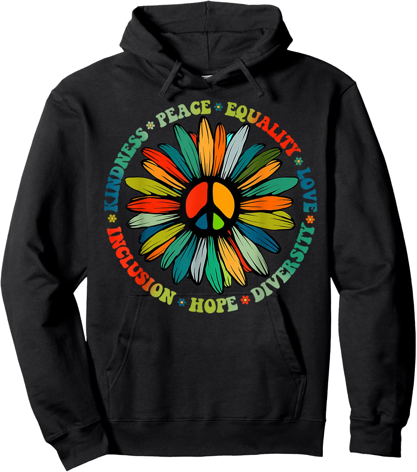Kindness Peace Equality Love Hope Diversity Human Rights Hoodie - Hoodie | Black