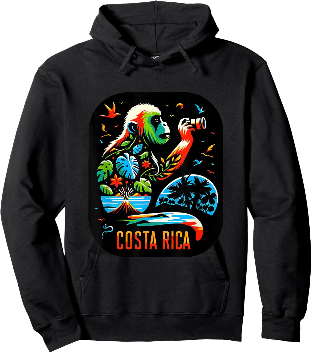 Costa Rica Monkey Nature Photography Jungle Travel Art Hoodie - Hoodie | Black
