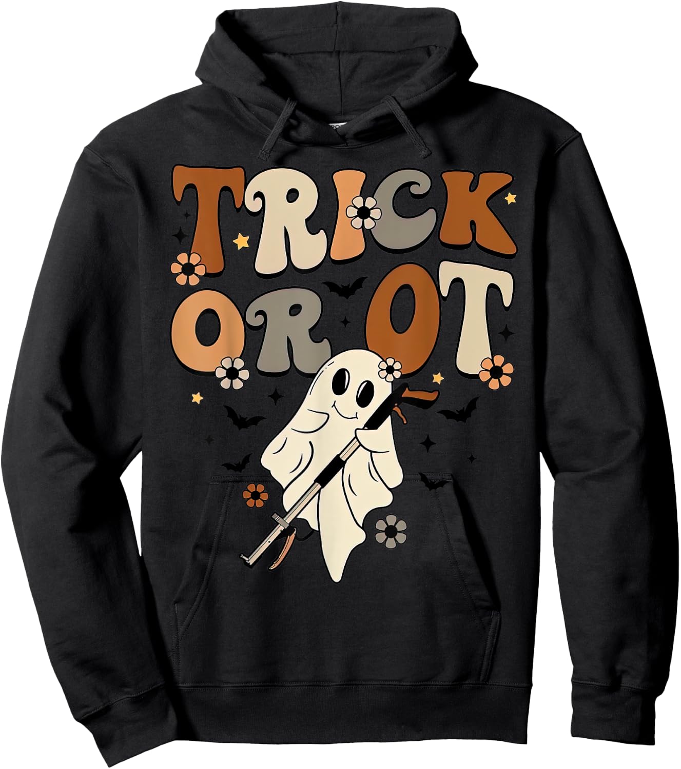 Retro Trick Or OT Cute Ghost Occupational Therapy Halloween Hoodie - Hoodie | Black