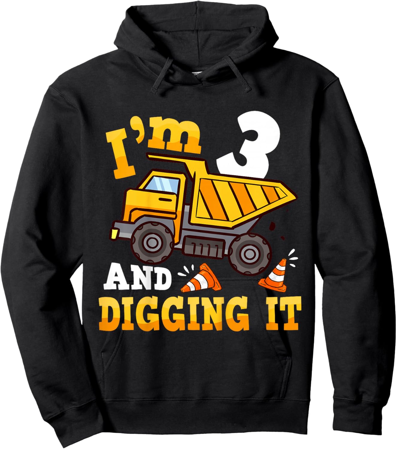 Kids 3 Year Old Boy Birthday Gifts 3rd Construction Birthday Boys Hoodie - Hoodie | Black