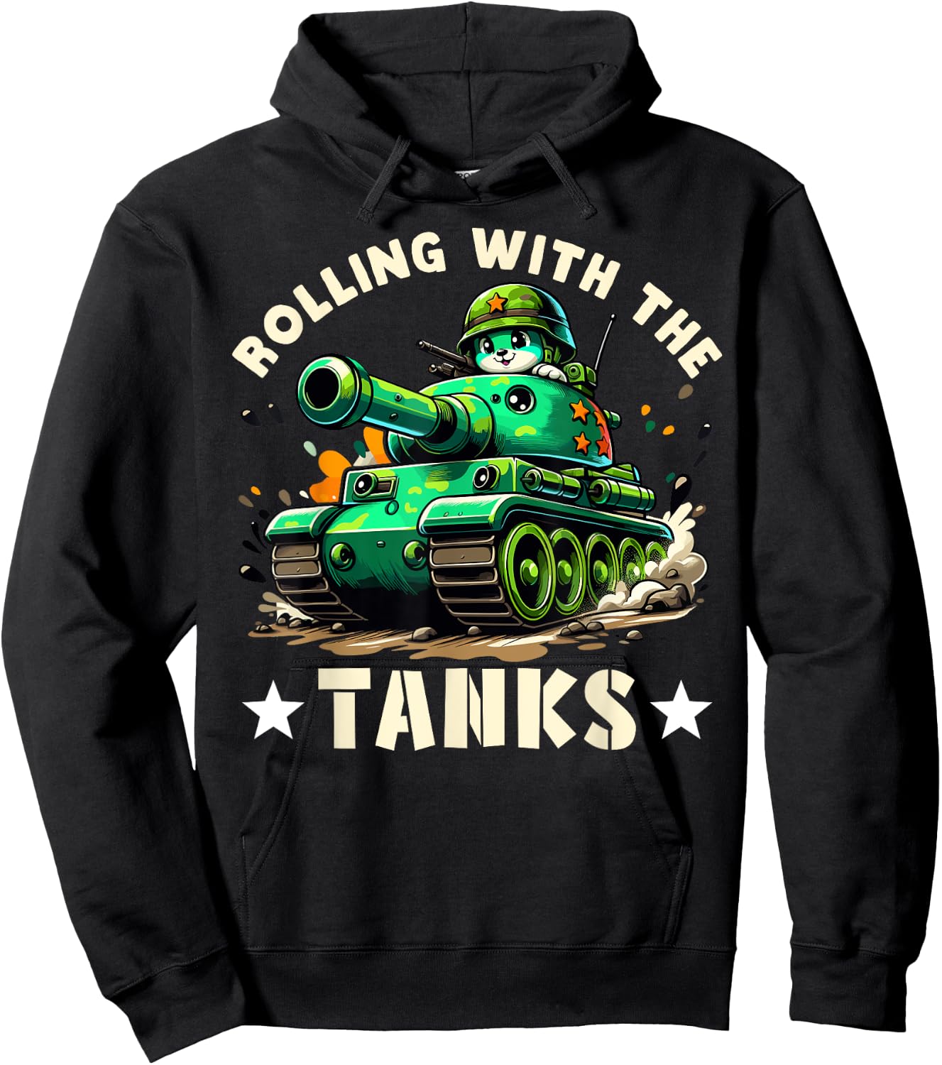Rolling with the Tanks - Boys Army Tank military Adventure Hoodie - Hoodie | Black