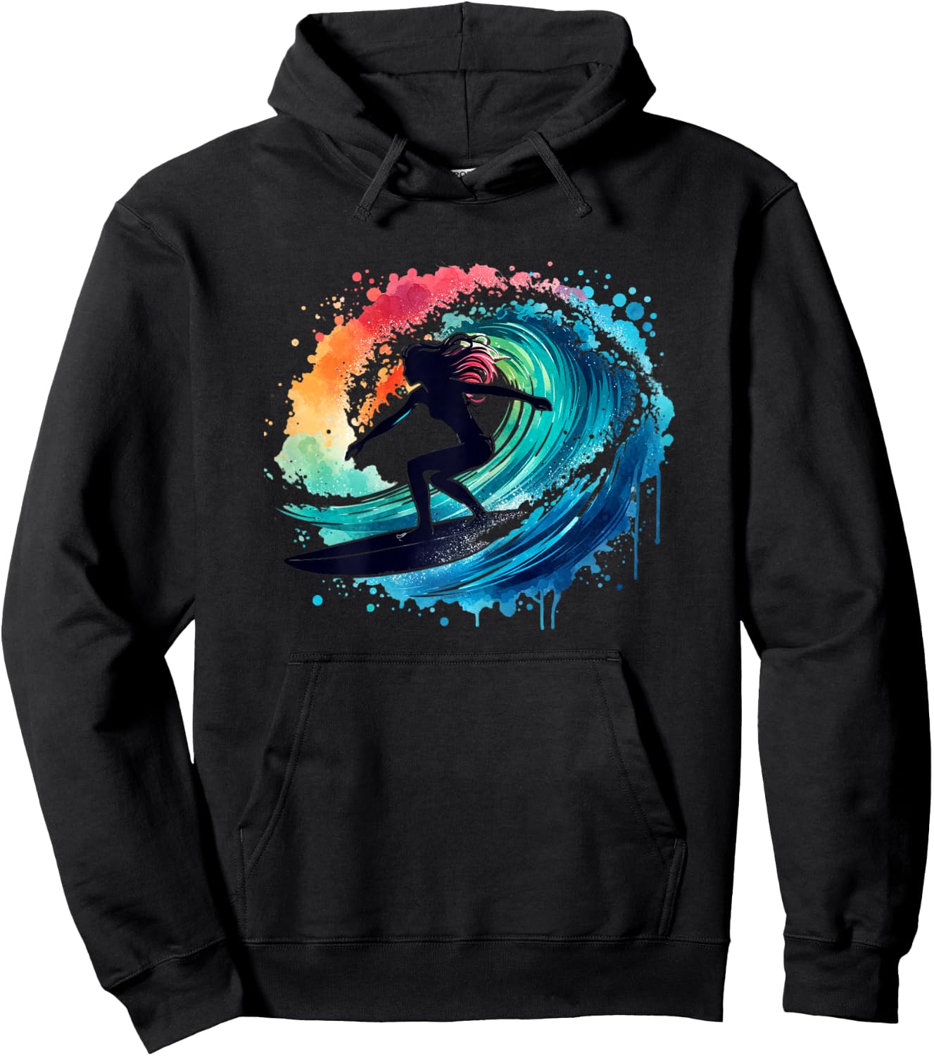 Surfing Surfboard Catch a Wave Girls Women Surfer Girl Hoodie - Hoodie | Black
