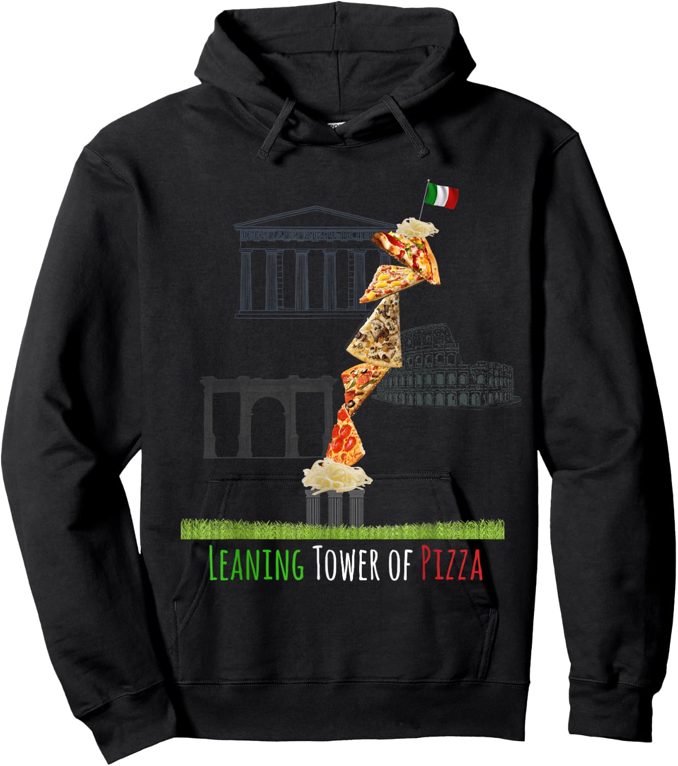 Leaning Tower of Pizza - Funny Italian Hoodie - Hoodie | Black