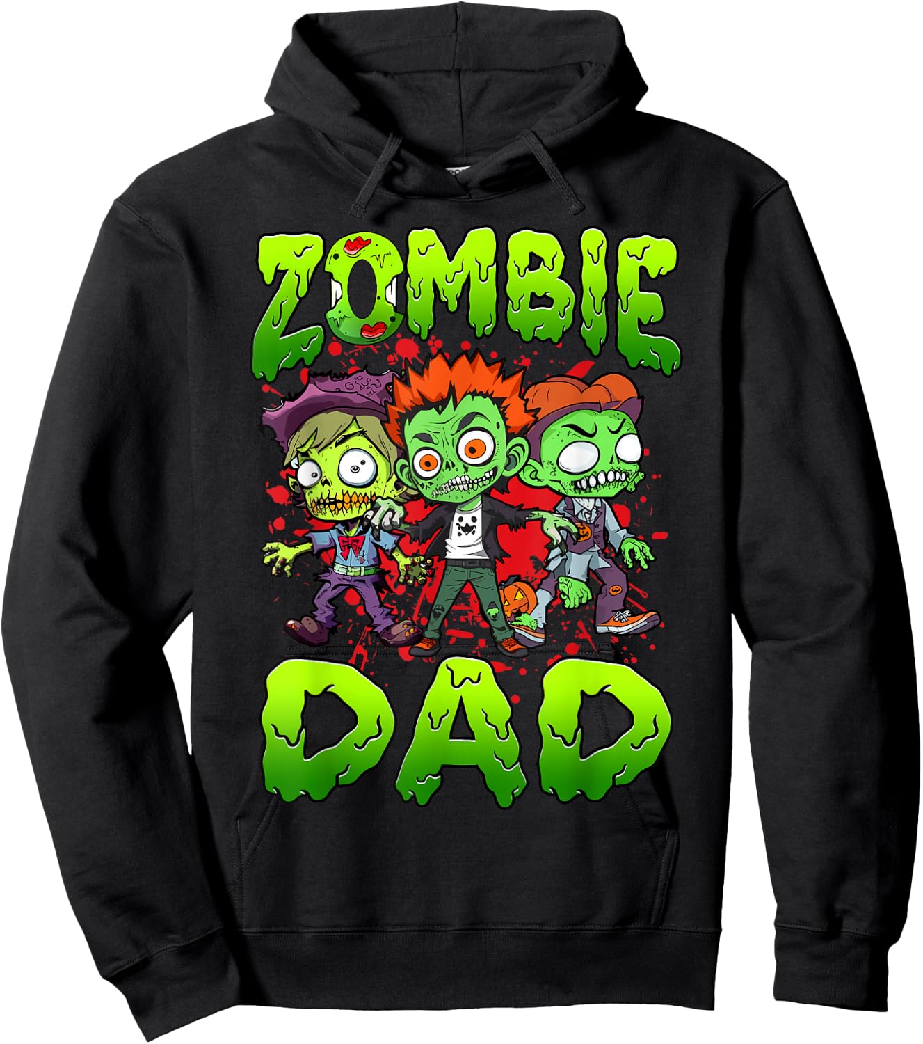 Zombie Dad Halloween Costume Family Matching Hoodie - Hoodie | Black