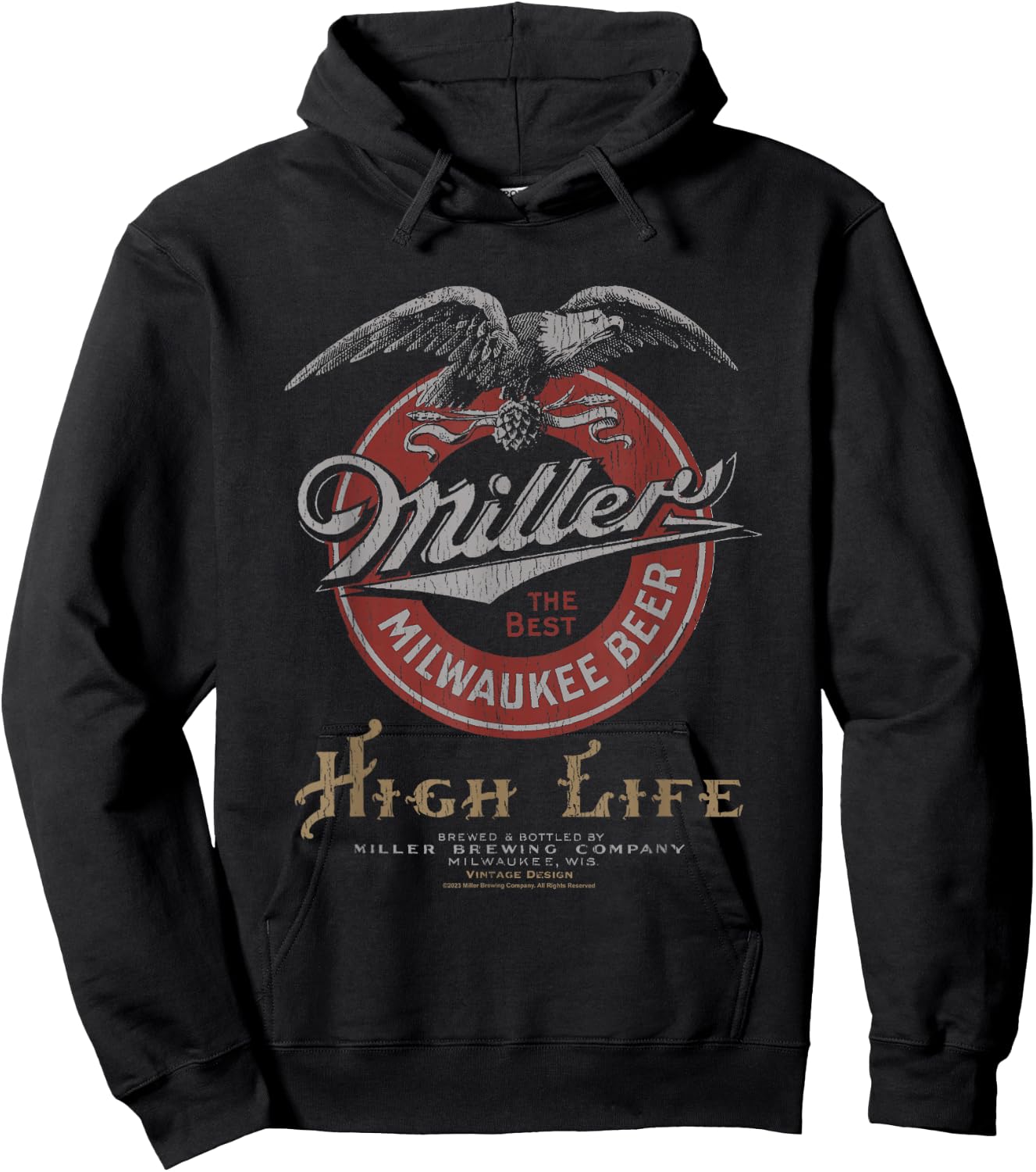 Miller High Life The Best Milwaukee Beer Vintage Logo Hoodie - Hoodie | Black