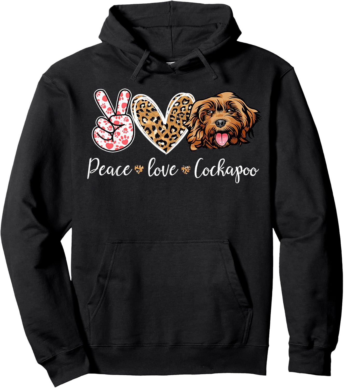 Funny Peace Love Cockapoo Dog Lover Hoodie - Hoodie | Black