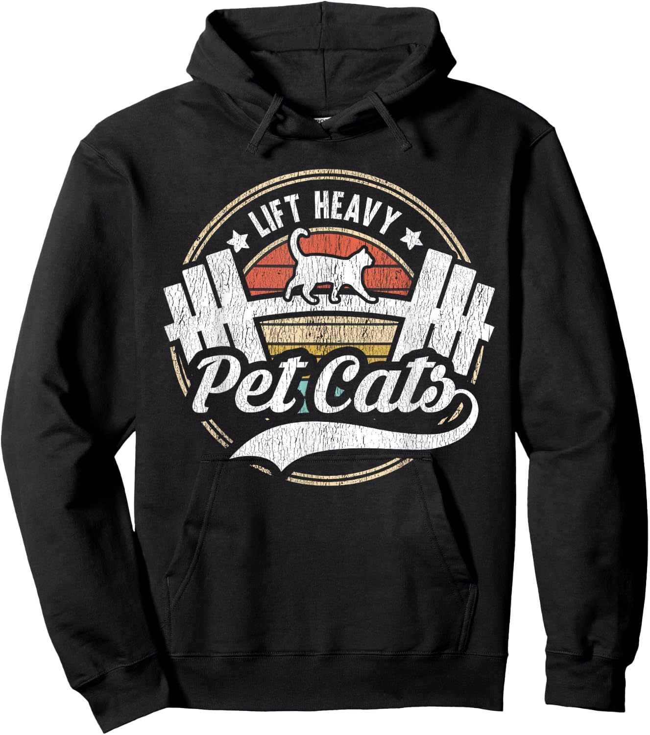 Lift Heavy Pet Cats Funny Vintage Weight Lifting Powerlifter Hoodie - Hoodie | Black