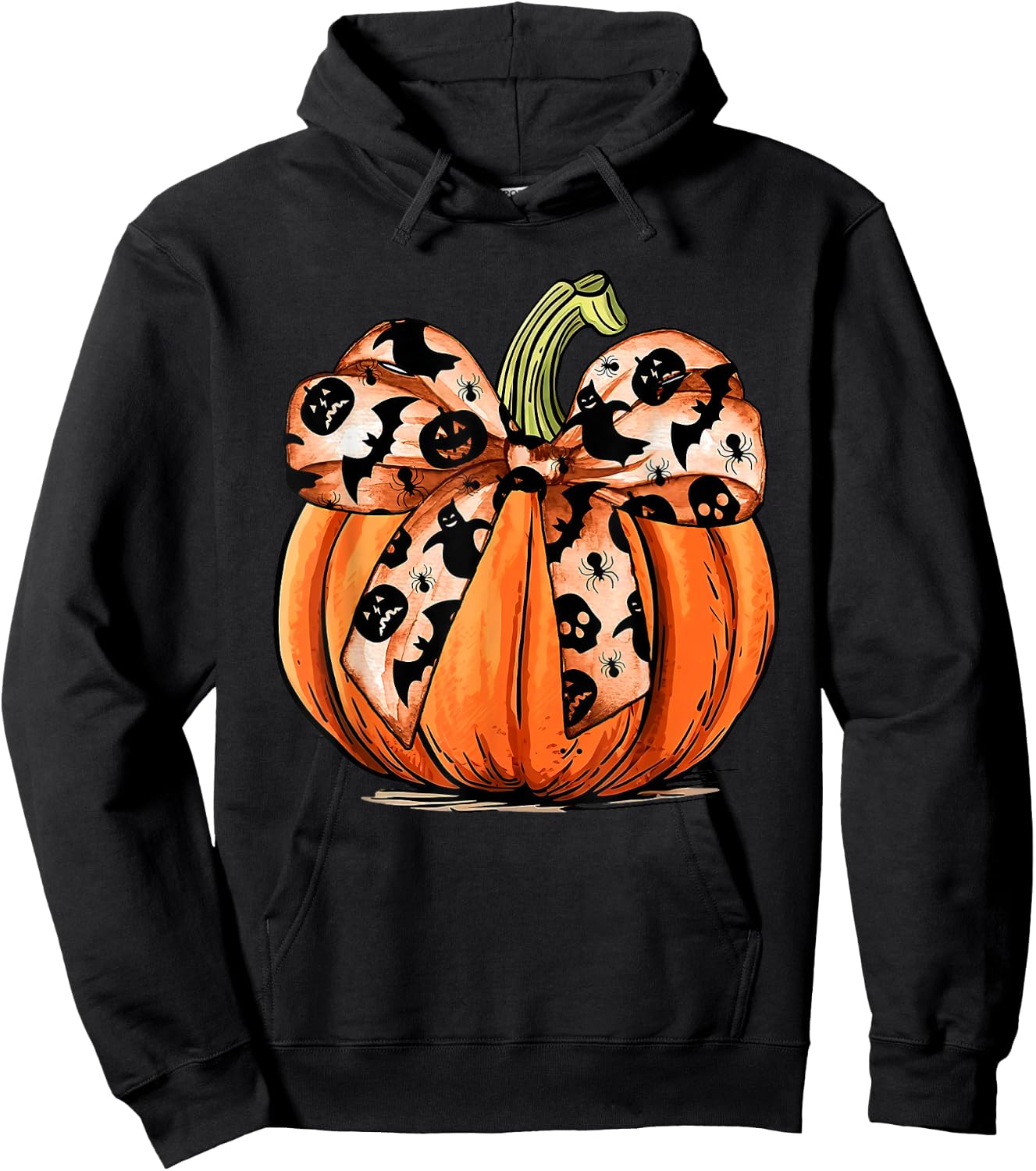 Coquette Bow Pumpkin Ghost Autumn Halloween Boujee Boo-jee Hoodie - Hoodie | Black