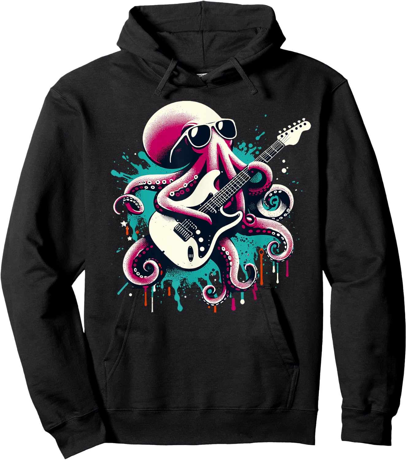 Guitar Octopus Novelty Rock Music Band Concert Funny Guitar Hoodie - Hoodie | Black