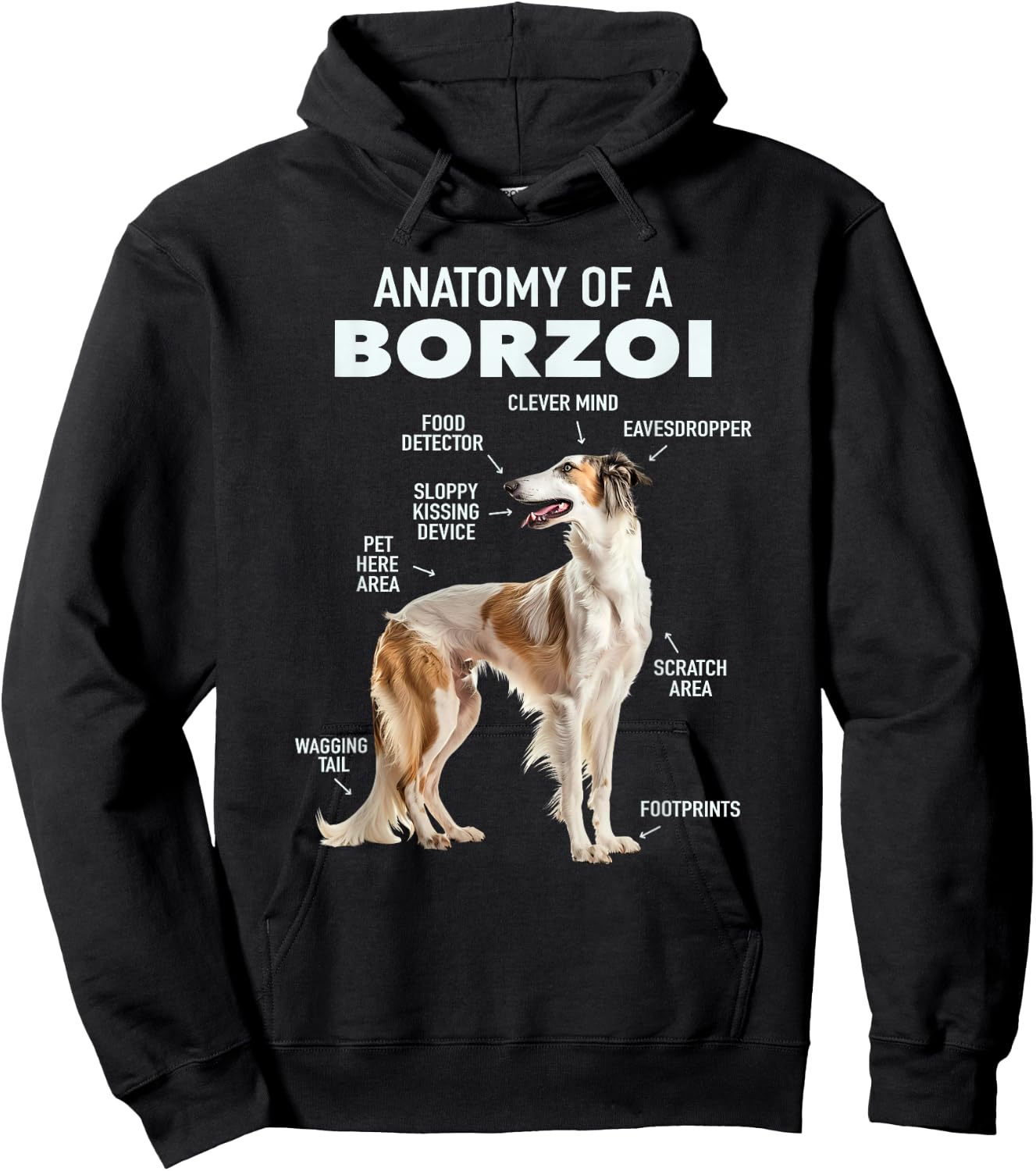 Anatomy Of A Borzoi Hoodie - Hoodie | Black