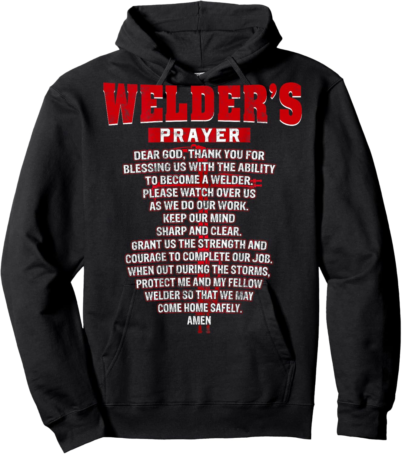 Welder Prayer Cross Welding Christian Dad Husband Hoodie - Hoodie | Black