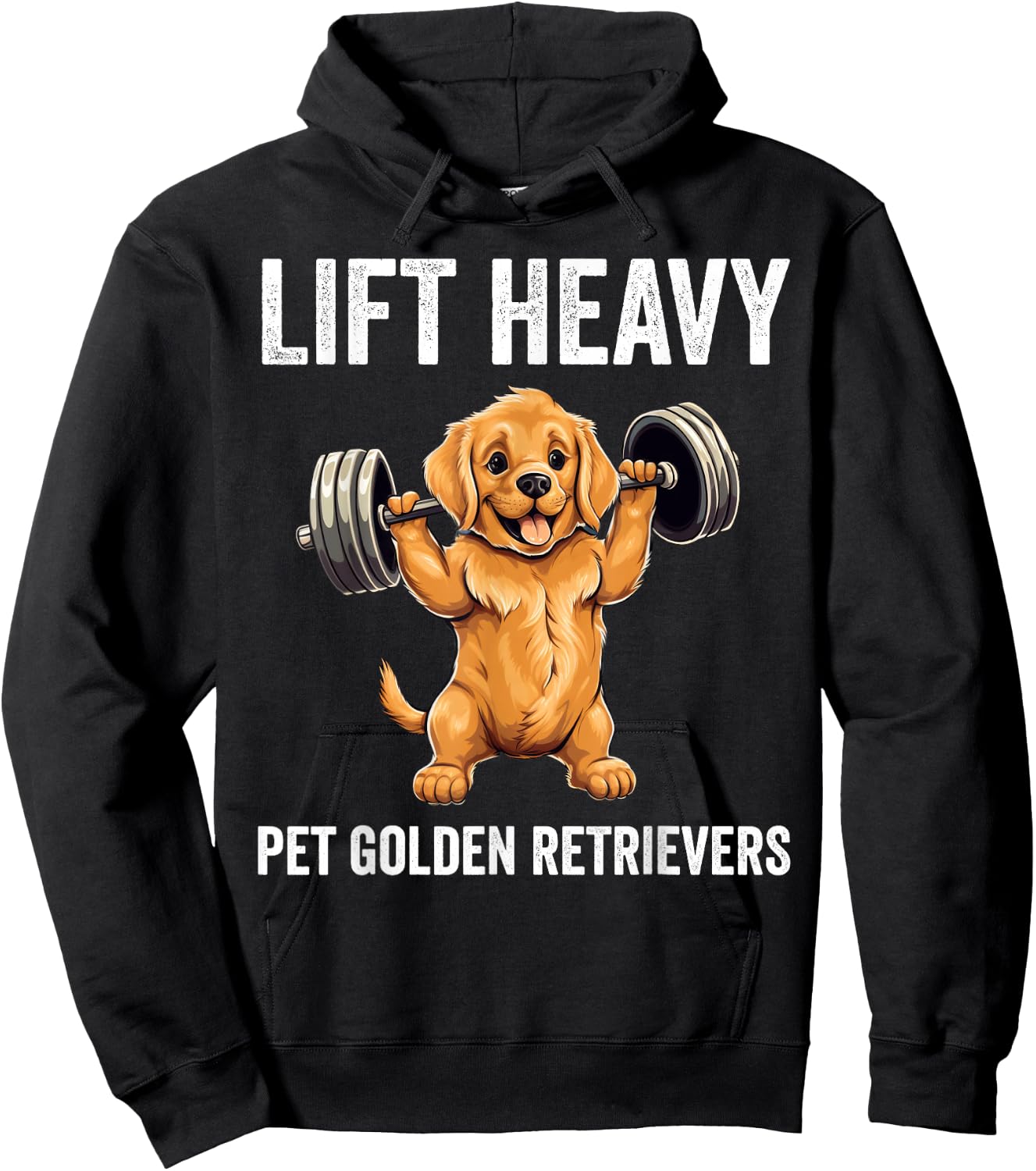 Lift Heavy Pet Golden Retrievers Gym Workout Weight Lifter Hoodie - Hoodie | Black