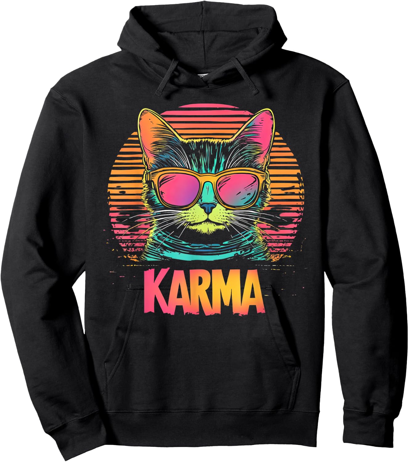 Vintage Cat Karma lovers For Teens Girls Women Men Hoodie - Hoodie | Black