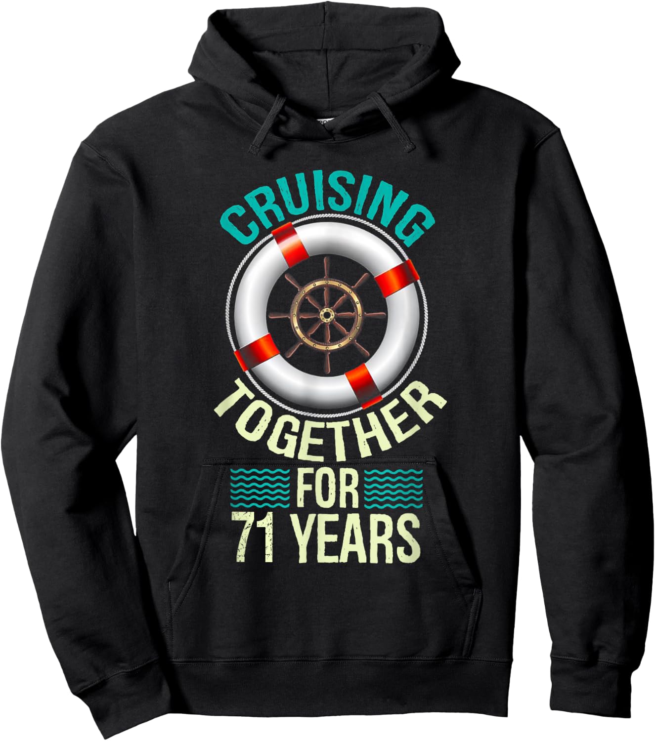 Cruising Together 71 Years 71st Wedding Anniversary Cruise Hoodie - Hoodie | Black