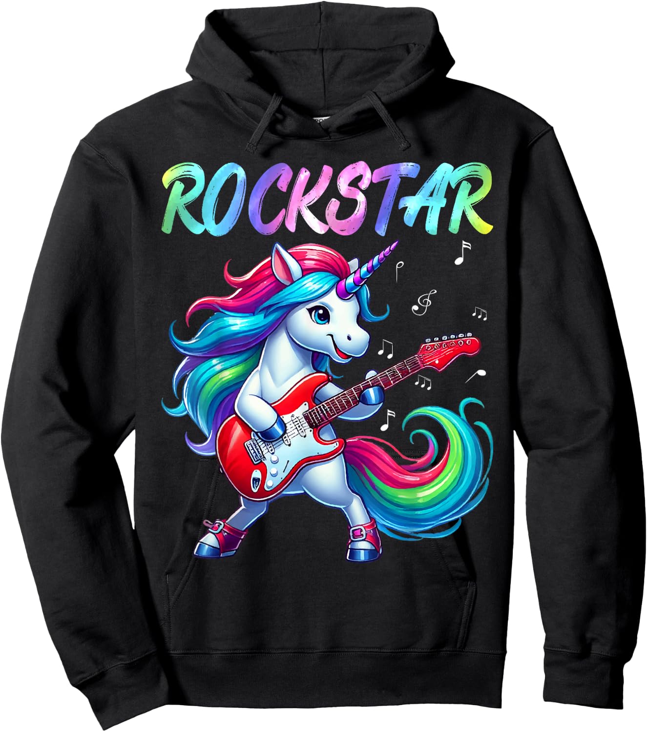 Unicorn Rock Star Guitar Rockin' Music Singer Hoodie - Hoodie | Black