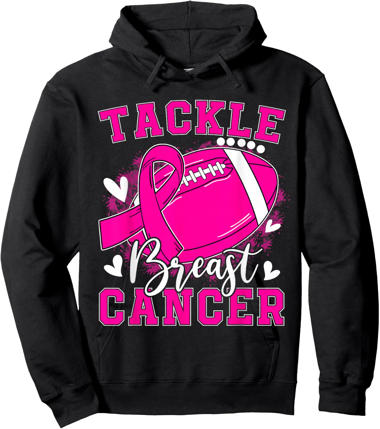 Tackle Breast Cancer Awareness Pink Ribbon Football Kids Boy Hoodie - Hoodie | Black