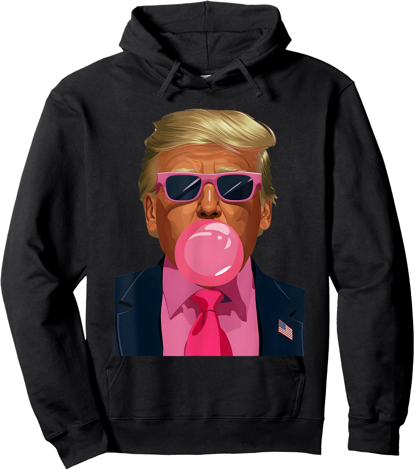 Pink Sunglasses Trump Bubble Gum 2024 Vote President Funny Hoodie - Hoodie | Black