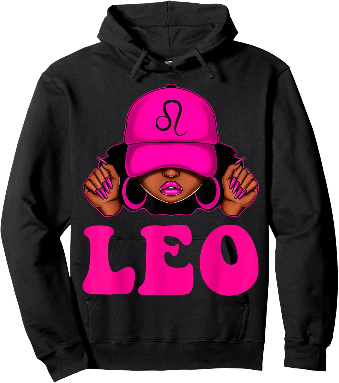 Leo Queen Sassy Black Woman Afro Girl Zodiac Birthday Hoodie - Hoodie | Black