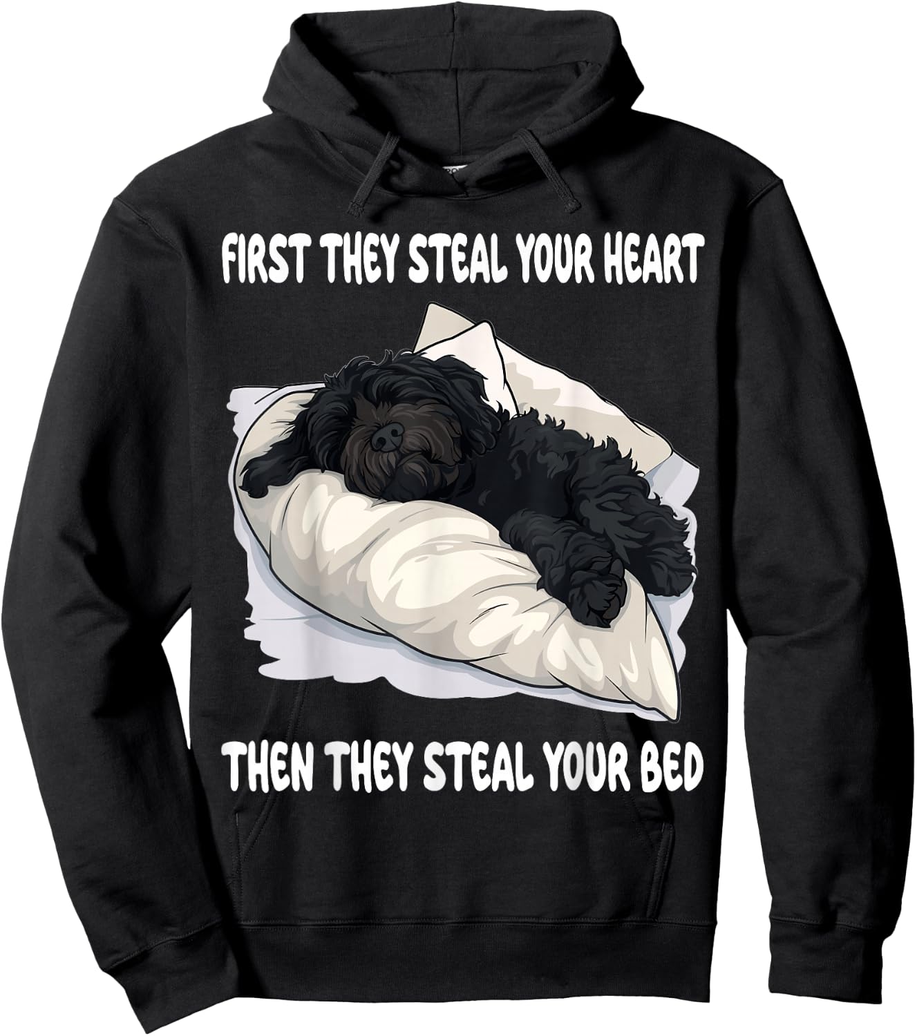 Portuguese Water Dog Sleeping Pajamas Nightgown Men Women Girls Kids Hoodie - Hoodie | Black