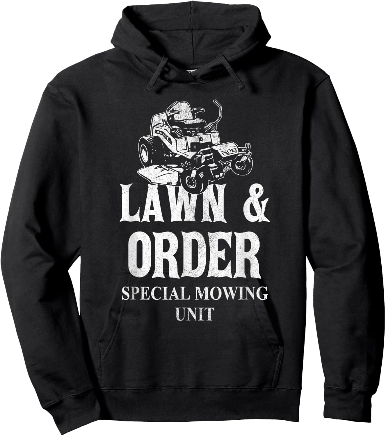 Lawn & Order Special Mowing Unit Funny Dad Joke Lawn Mower Hoodie - Hoodie | Black