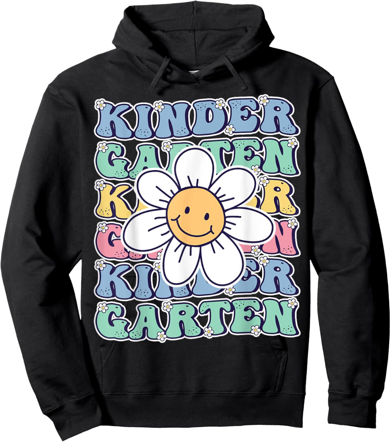 Groovy Kindergarten Back To School First Day of Kindergarten Hoodie - Hoodie | Black