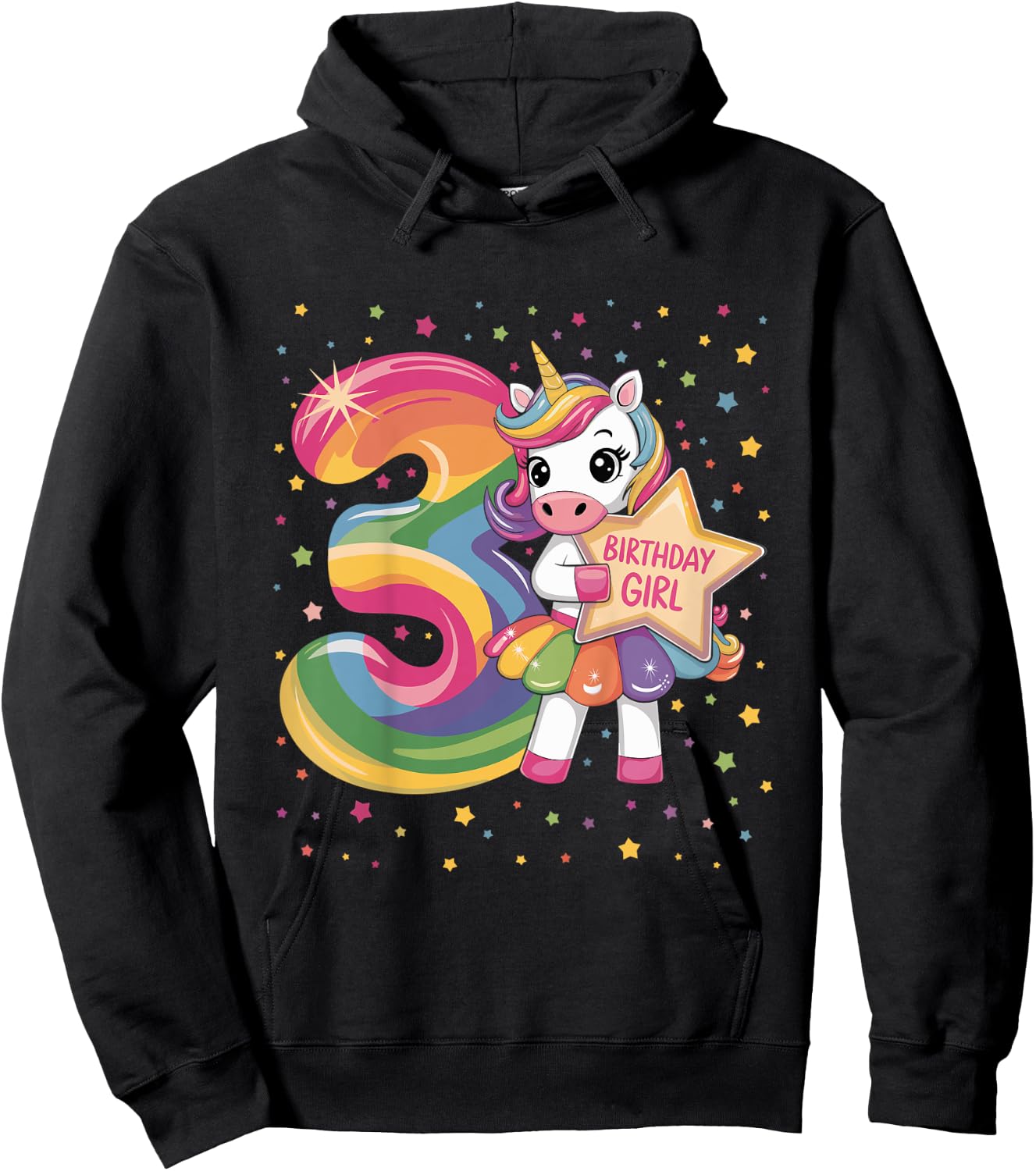 3 Year Old Unicorn 3nd Birthday Girl Hoodie - Hoodie | Black